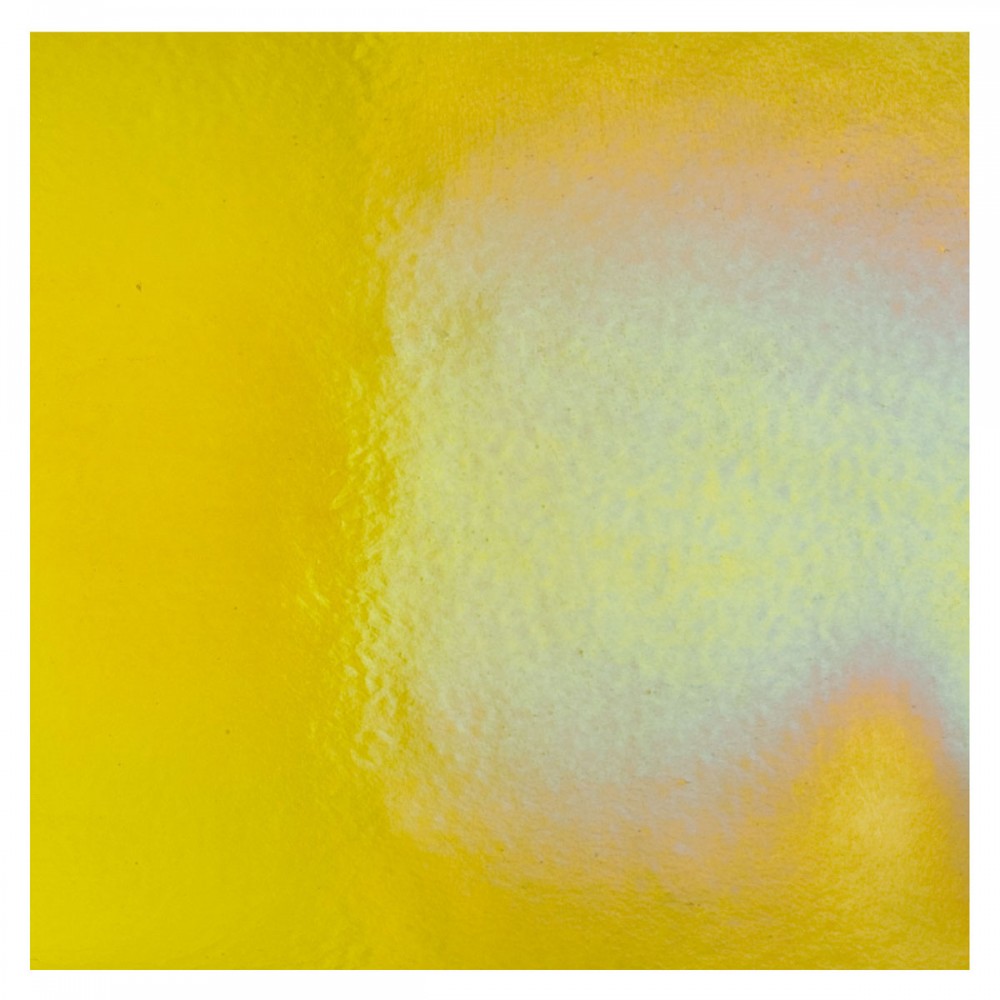 Bullseye Yellow - Transparent - Rainbow Iridescent - 3mm - Fusible Glass Sheets