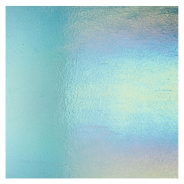 Bullseye Sea Blue - Transparent - Rainbow Iridescent - 2mm - Fusible Sheet Glass