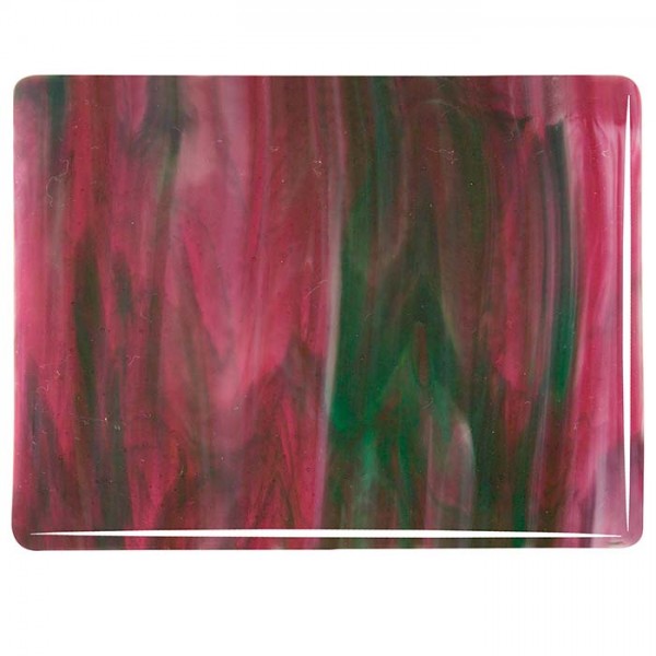 Cranberry Pink Transparent, Emerald Green Transparent & White Opalescent - 3+ Color Mix - 3mm - Fusible Glass Sheets